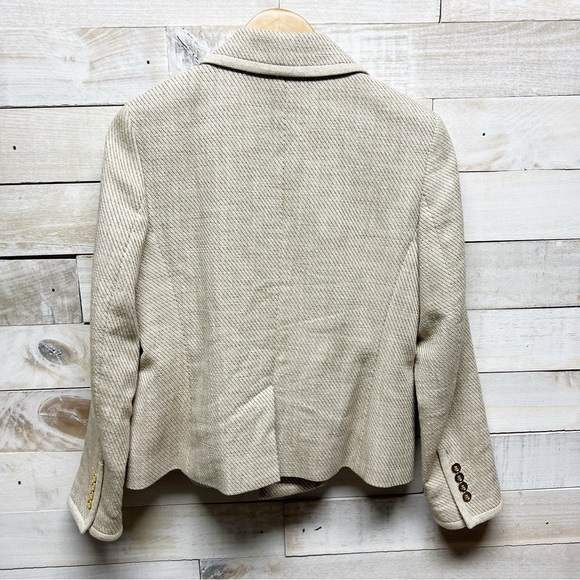 Talbots Cotton Textured Single Breasted Blazer Jacket Women Size 8 Beige Pockets - Picture 7 of 12